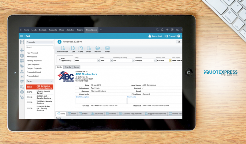 iQuoteXpress dashboard