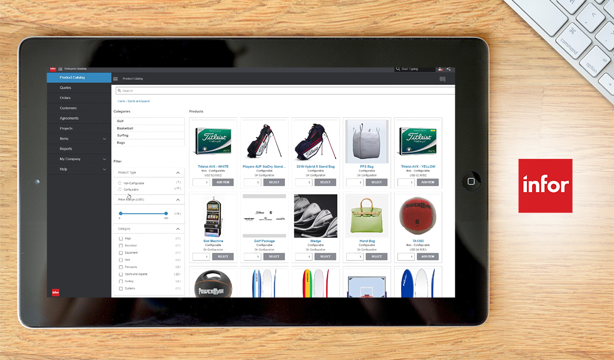 Infor CPQ dashboard