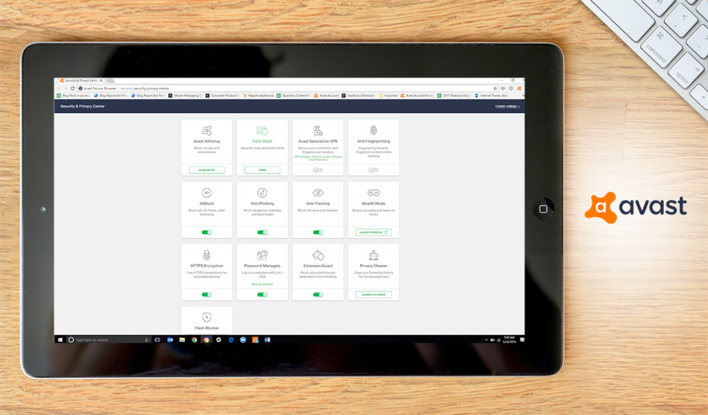 Avast Secure Browser PRO dashboard