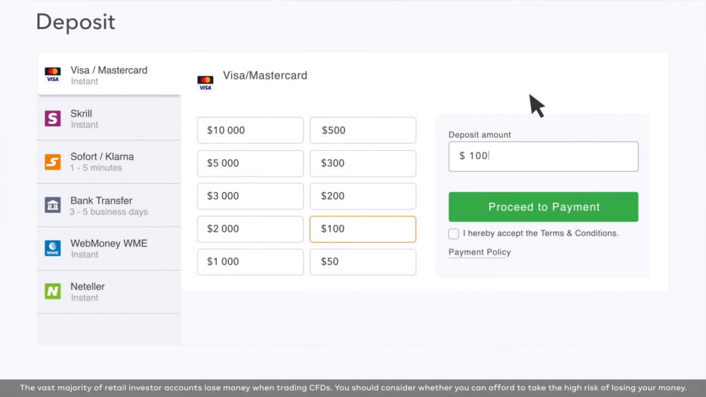 IQ Option Visa deposit
