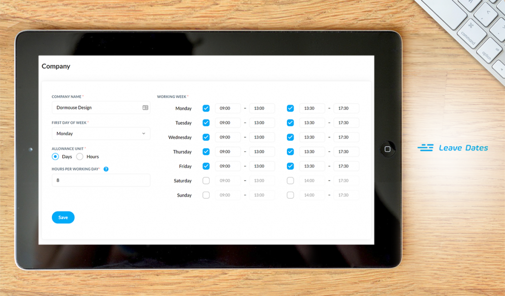Leave Dates dashboard