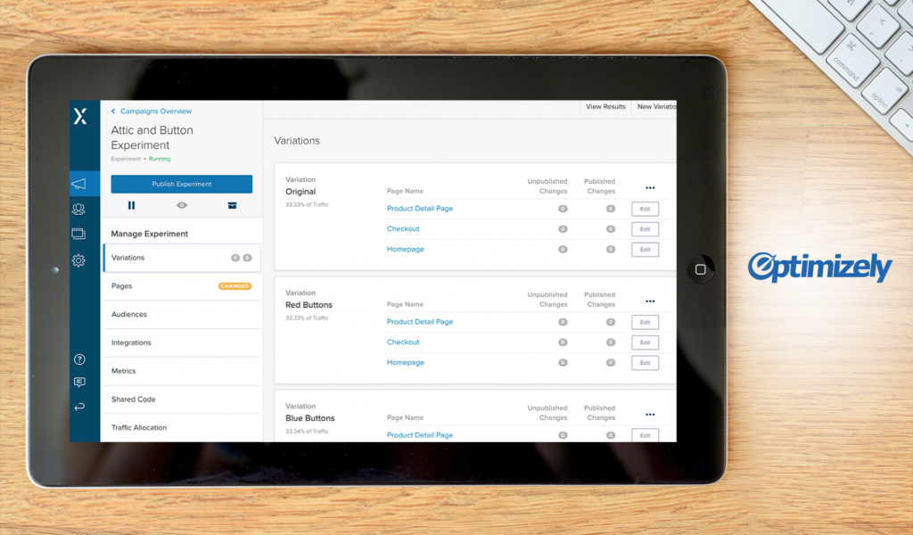 Optimizely dashboard