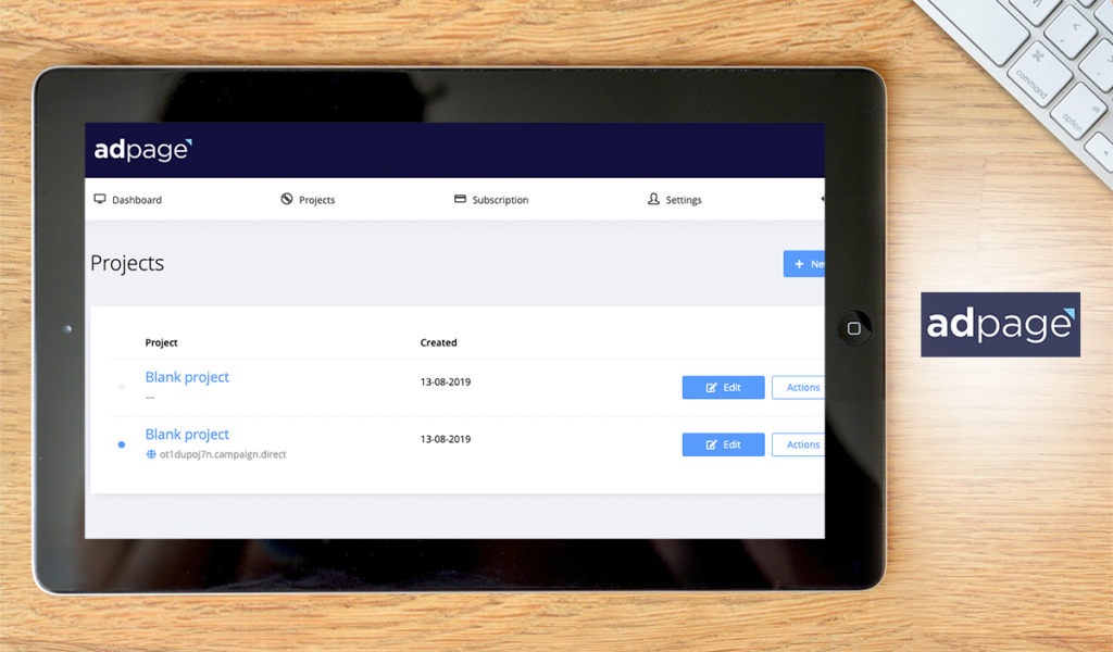 AdPage dashboard