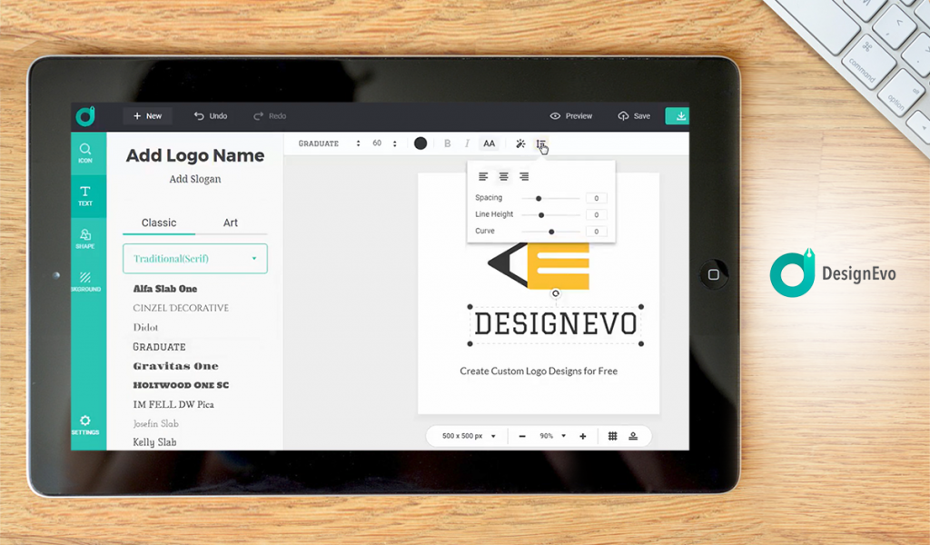 DesignEvo dashboard