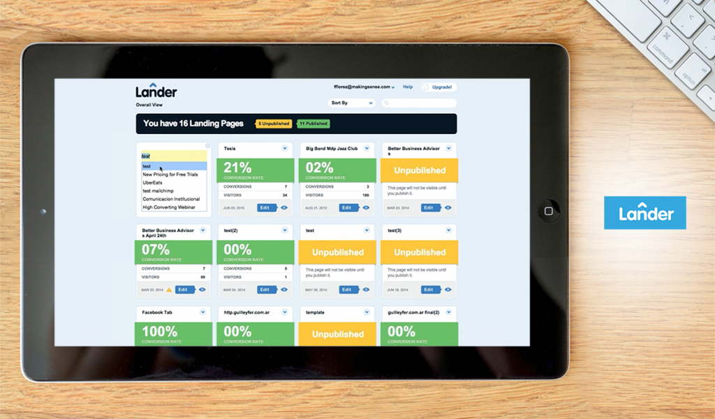 Lander dashboard