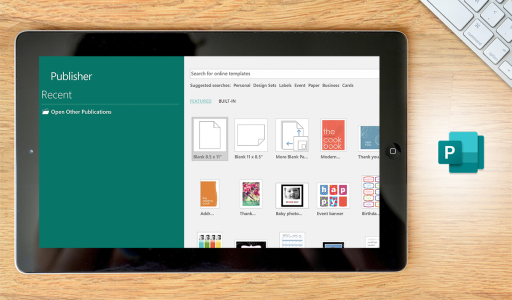 Microsoft Publisher dashboard
