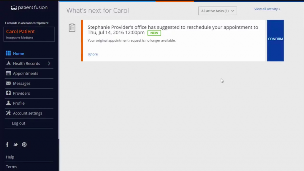 Practice Fusion appointment scheduling interface