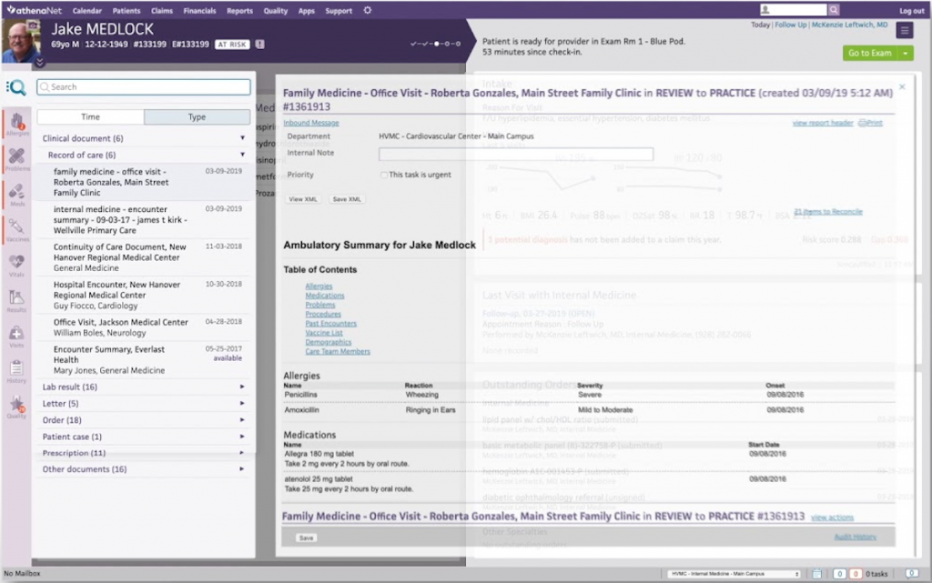 athenahealth EHR module interface