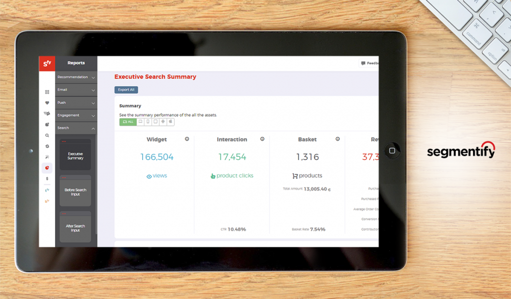 Segmentify dashboard