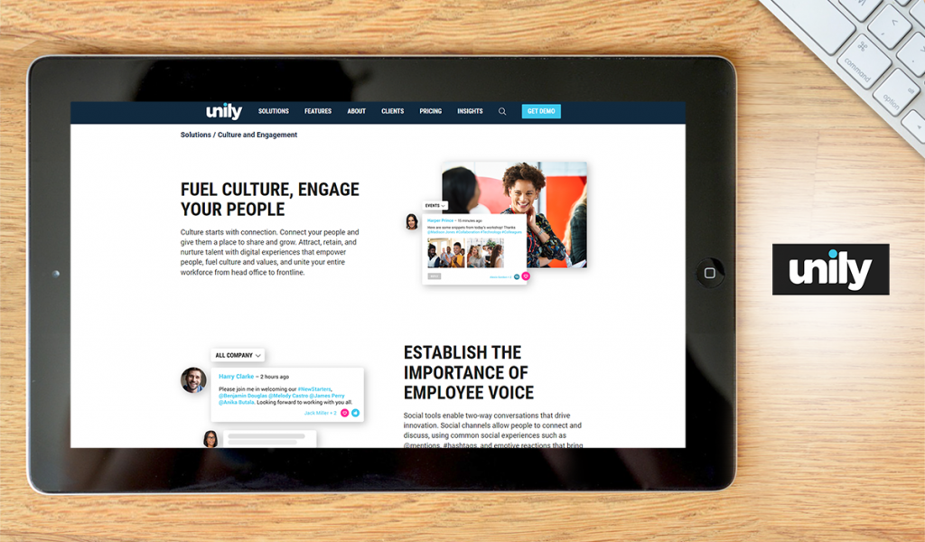 Unily dashboard