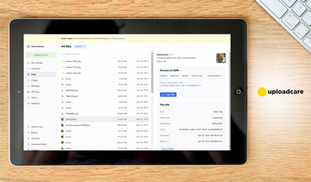Uploadcare dashboard