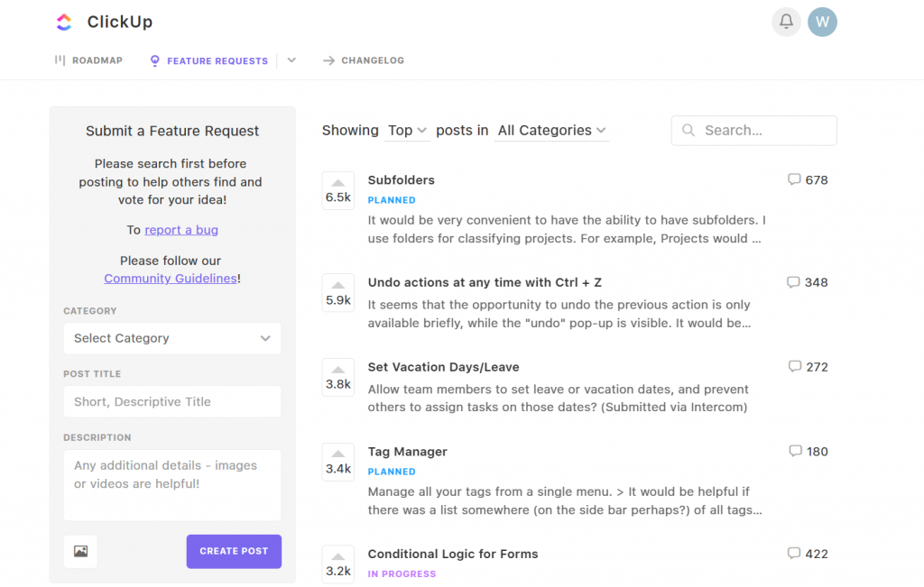 ClickUp Feature Requests