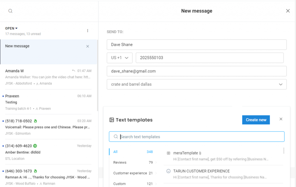 Birdeye messaging dashboard