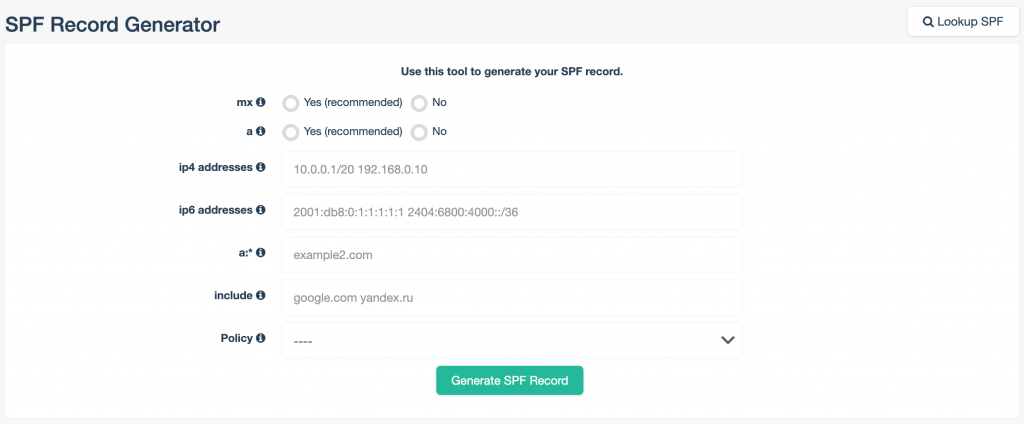EasyDMARC - SPF lookup dashboard