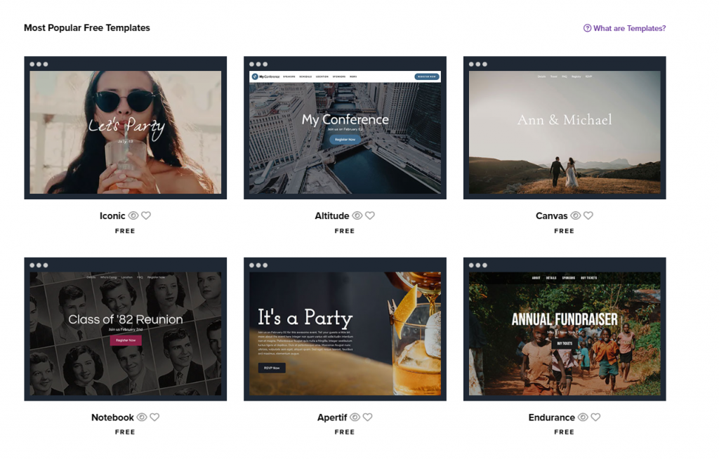 EventCreate popular templates