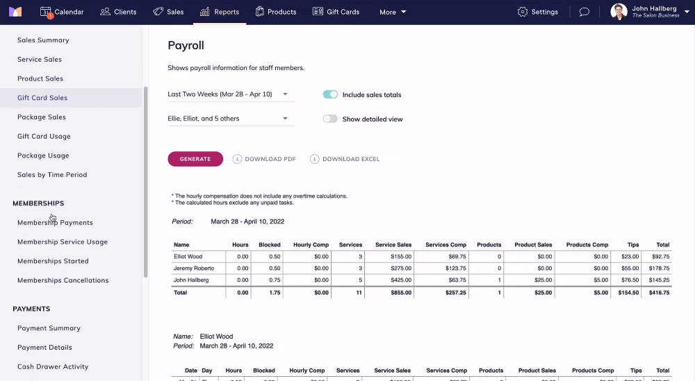 Mangomint reports analytics dashboard
