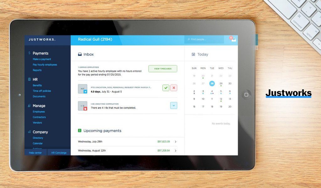 Justworks dashboard