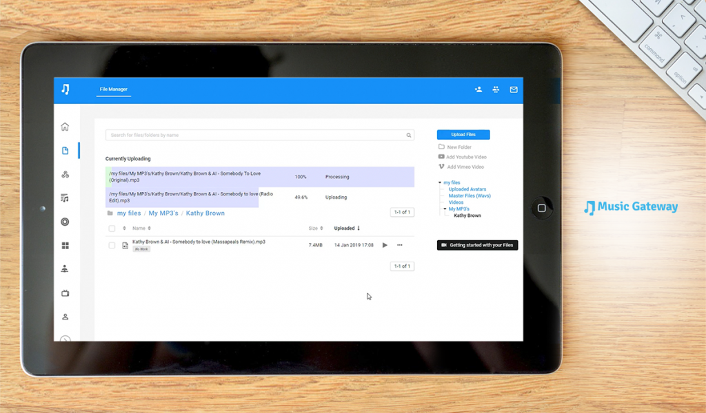 Music Gateway upload page