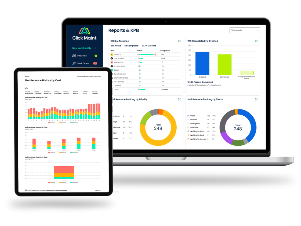 Click Maint CMMS dashboard