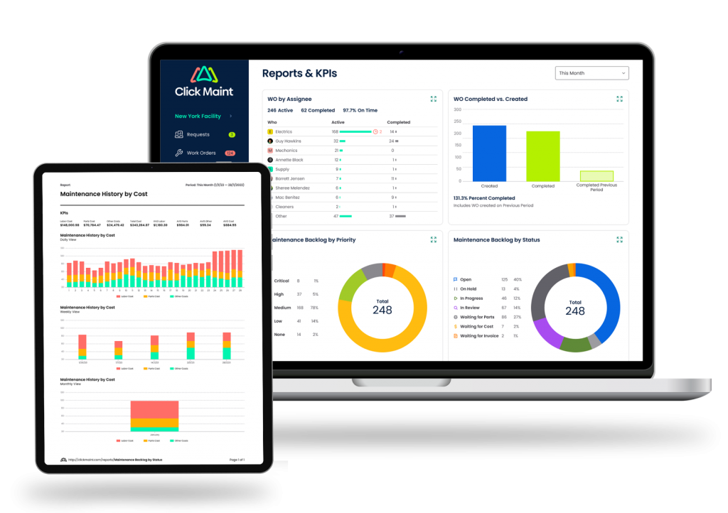 click maint cmms dashboard