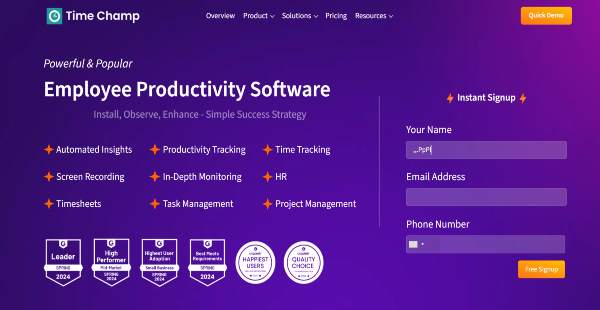 Time Champ Reviews Pricing Software Features 2024 Financesonline